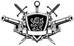 black-white-coat-arms-ribbon-swords-wrea