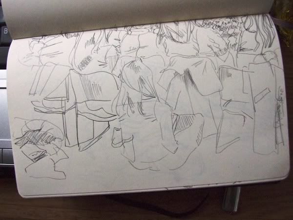 Watching from chairs and floor