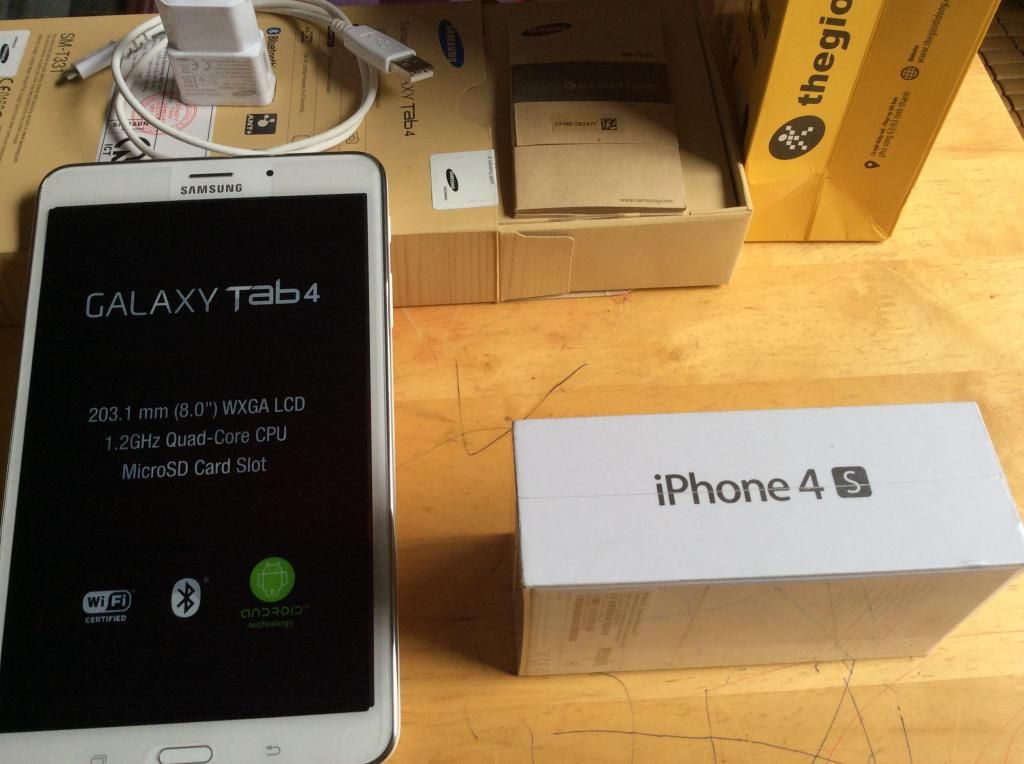 Bán galaxy tab 4(t331) và iPhone 4s -8g(chưa ACTIVE )