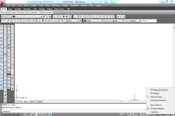Cara merubah tampilan AutoCAD 2010 ke AutoCAD classic setting autocad classic
