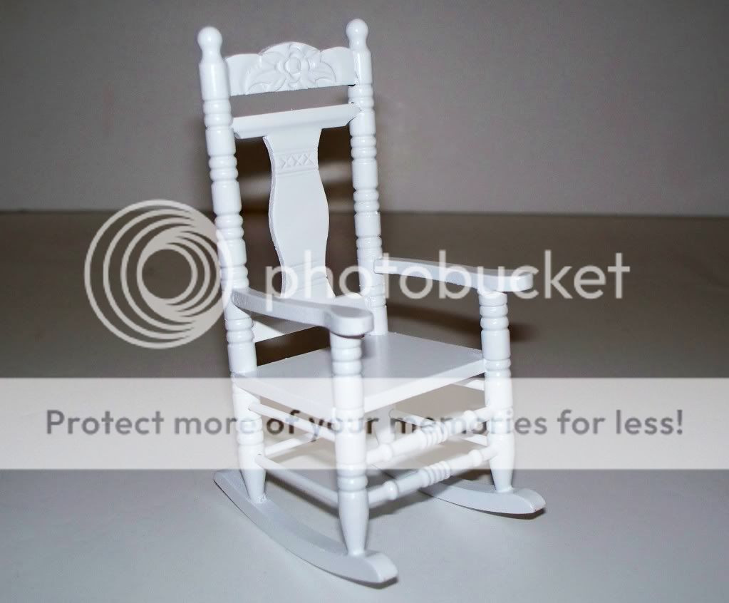Dolls house miniature furniture white rocking chair  