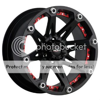 20 Wheels Rims Ballistic Off Road Jester Black w Red Insert Silverado 