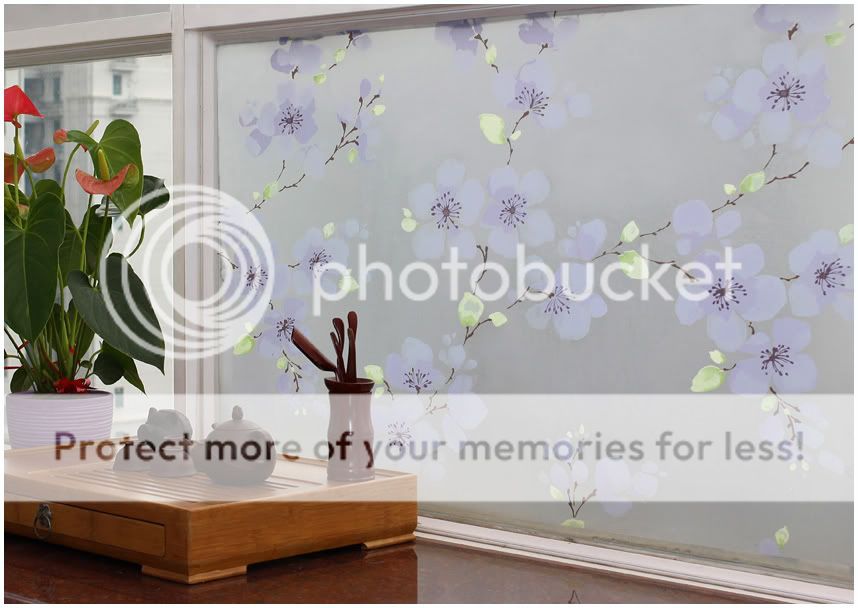   Privacy Glass Window Film Treatments Blue Flower 35inch GW 003  