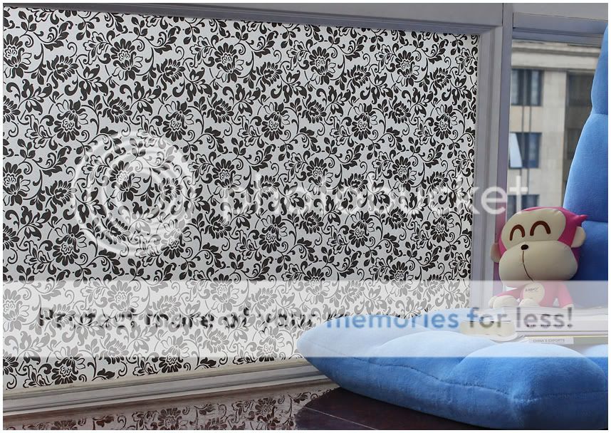   Privacy 2D Printing Static Glass Window Film Flowers 35 5ft GW 038